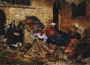 Rudolph Swoboda Carpet Menders, Cairo oil painting on canvas
